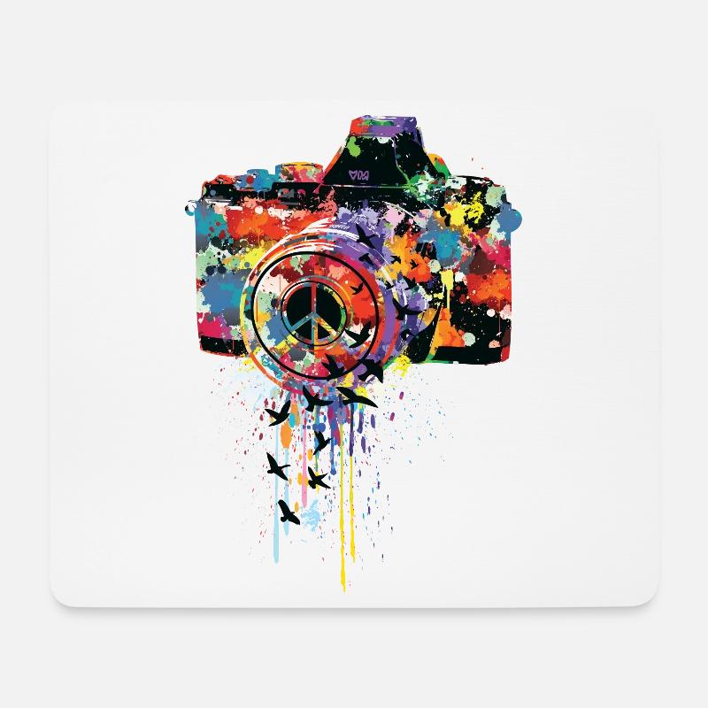 splattered camera - Mousepad (Querformat) - Weiß