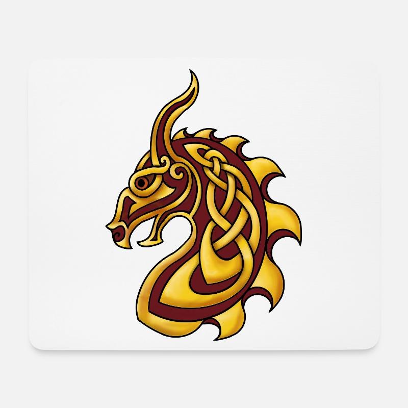 Celtic Dragon Red Gold - Mouse Pad (horizontal) - white