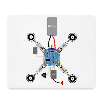 Copter Aufbau, FPV Copter FC, Esc, Motor, Drone - Mousepad (Querformat) - Weiß - Vorne