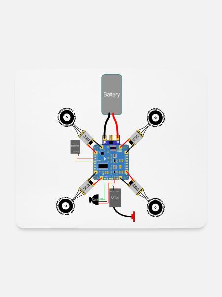 Copter Aufbau, FPV Copter FC, Esc, Motor, Drone - Mousepad (Querformat) - Weiß