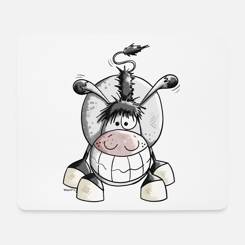 Sourire Âne - Tapis de souris (format paysage) - blanc