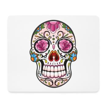 Floral Sugar Skull Tattoo - Mexikanischer Stil - Mousepad (Querformat) - Weiß - Vorne