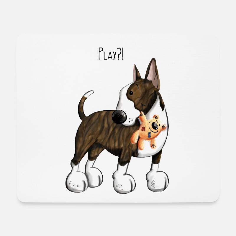 Bullterrier Play - Mousepad (Querformat) - Weiß