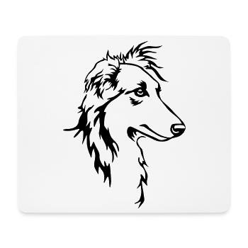 Long hair whippet head - Mouse Pad (horizontal) - white - Front