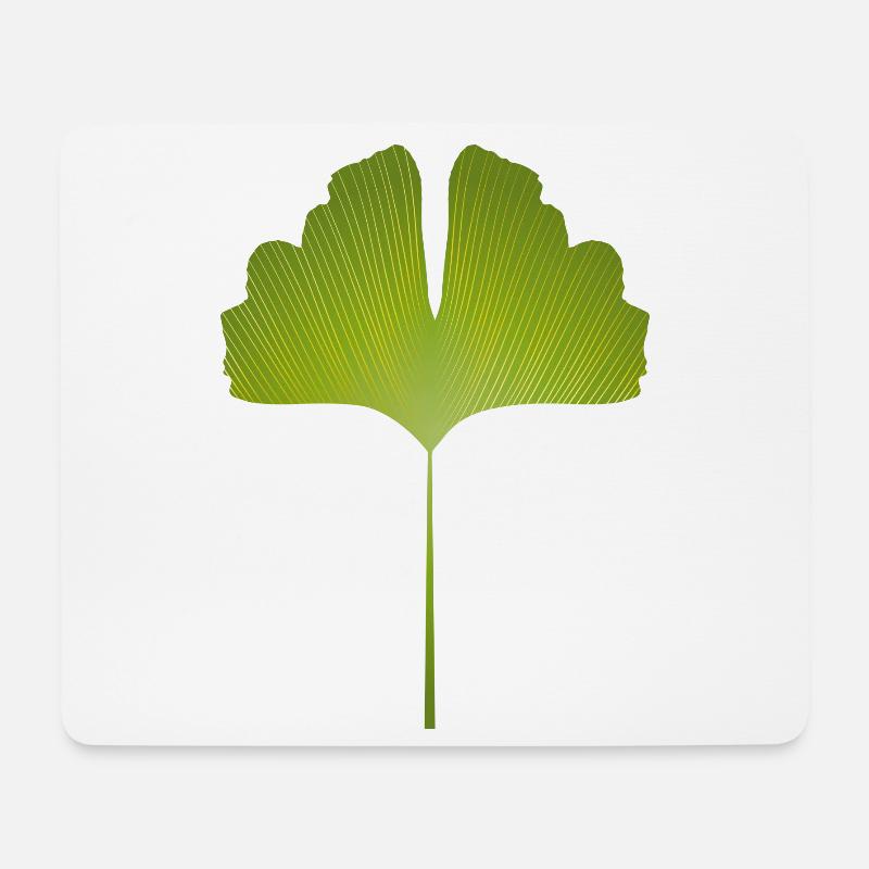 saftig grünes Ginkgo Blatt mit hellen Linien - Mousepad (Querformat) - Weiß