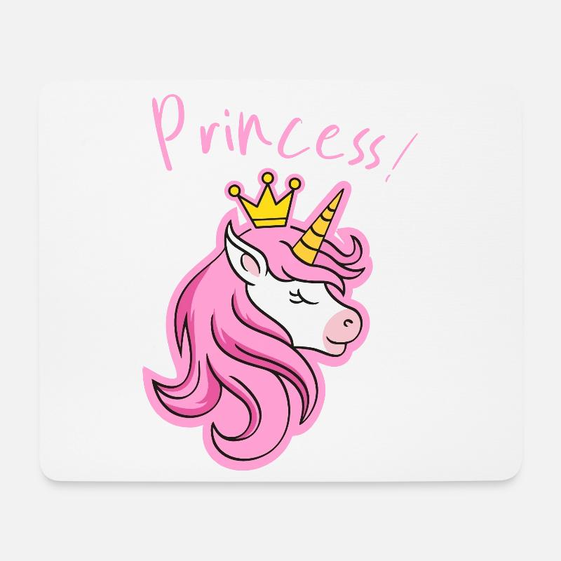 Majestätischer Einhorn-Kronen-Print - Mousepad (Querformat) - Weiß