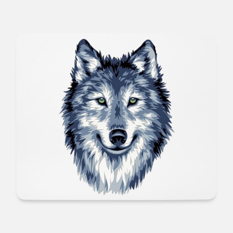 WOLF HEAD - Wildes Herz bis ins Detail - Mousepad (Querformat) - Weiß