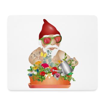 Cool nain de jardin en vacances sur les balcons - Tapis de souris (format paysage) - blanc - Devant