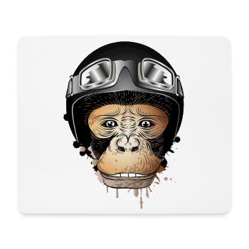 Affe mit Retro Motorrad Helm und Motorrad Brille - Mousepad (Querformat) - Weiß - Vorne