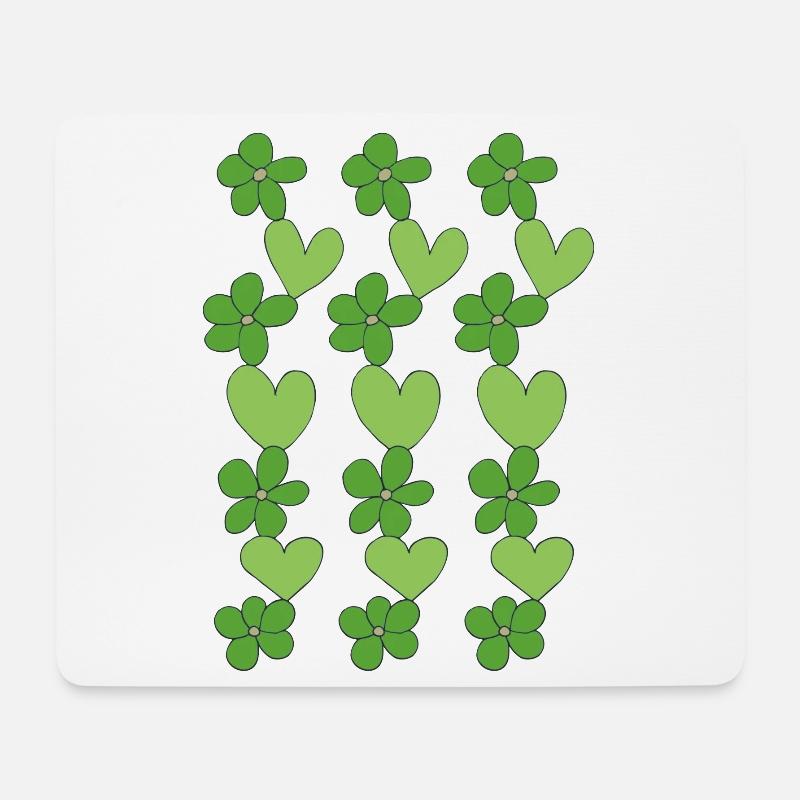 herzen blumen grün - Mousepad (Querformat) - Weiß