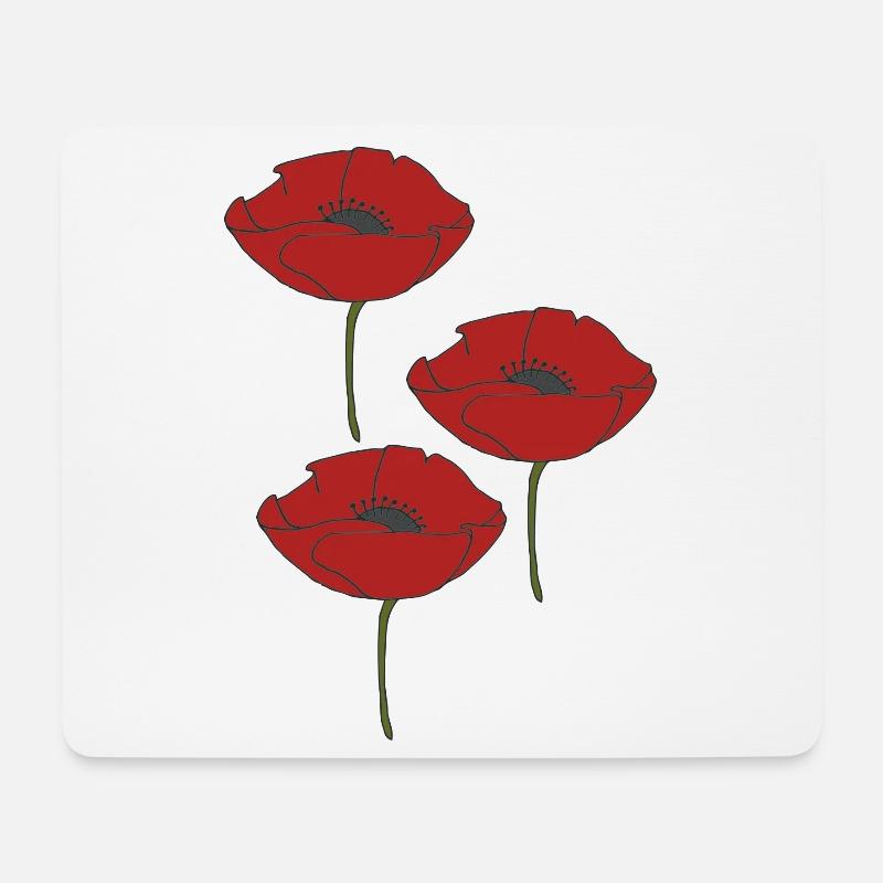 mohnblumen - Mousepad (Querformat) - Weiß