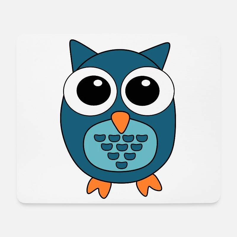 Eule blaue Eule - Mousepad (Querformat) - Weiß