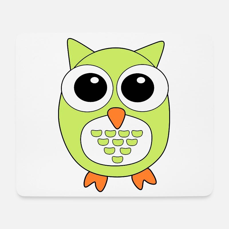 Eule grüne Eule - Mousepad (Querformat) - Weiß