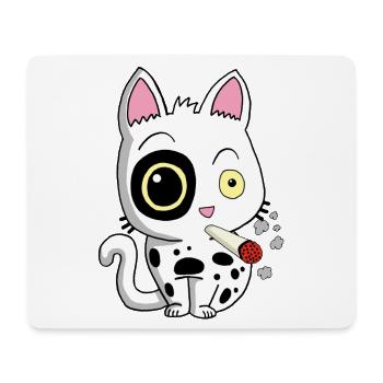 Chat fumeur - Tapis de souris (format paysage) - blanc - Devant