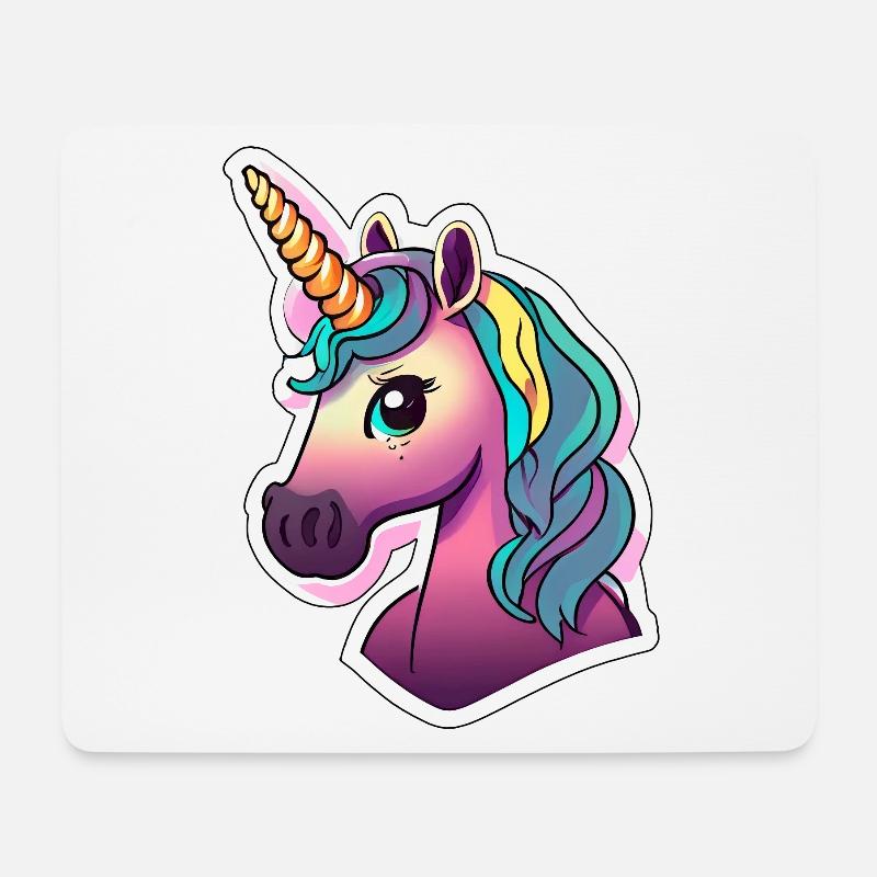 Regenbogen Einhorn für Mädchen Kinder Pferd - Mousepad (Querformat) - Weiß