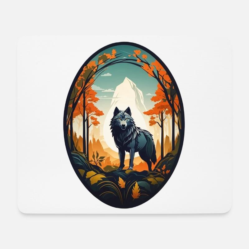 Loup habitant de la forêt - Tapis de souris (format paysage) - blanc