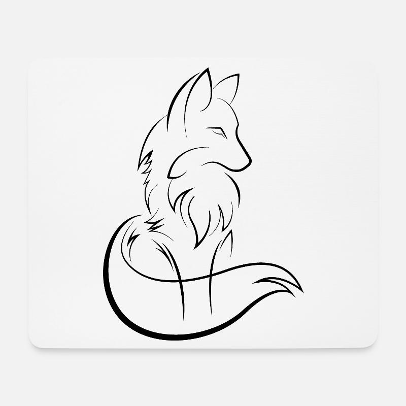 Fuchs Fox Symbol icon Kunst Illustration Grafik - Mousepad (Querformat) - Weiß