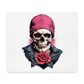 Skull and crossbones with rose - Mouse Pad (horizontal) - white - Front