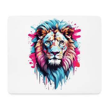 Bunter Löwenkopf - Mousepad (Querformat) - Weiß - Vorne
