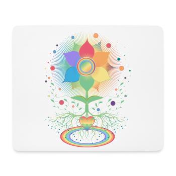 Flower with Root and Rainbow Symbol for Pride - Mouse Pad (horizontal) - white - Front