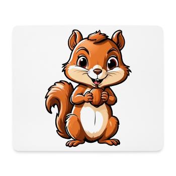 Niedliches Cartoon-Eichhörnchen mit Eichel - Mousepad (Querformat) - Weiß - Vorne