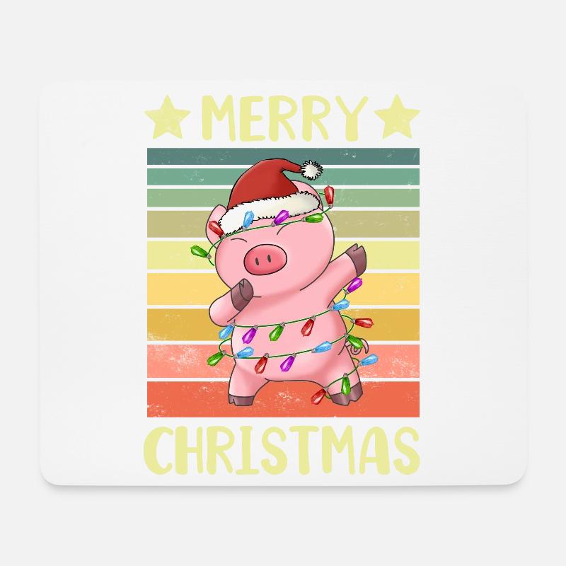 Frohe Weihnachten Schwein - Mousepad (Querformat) - Weiß