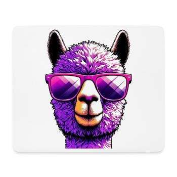 Alpaka mit Sonnenbrille - Mousepad (Querformat) - Weiß - Vorne