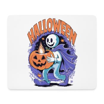Halloween-Grinsen mit Geist und Kürbis - Mousepad (Querformat) - Weiß - Vorne