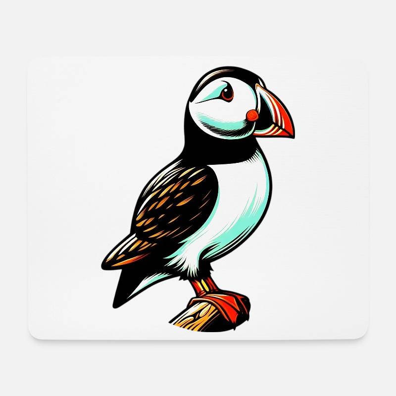 Papageitaucher - Mousepad (Querformat) - Weiß