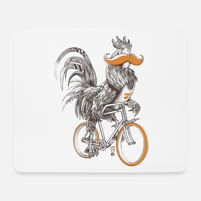 Hahn & Fahrräder - Mousepad (Querformat) - Weiß