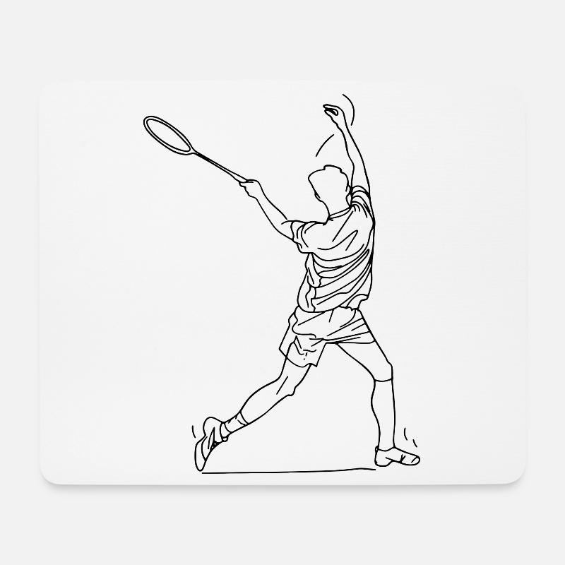 Badmintonspieler Zeichnung - Mousepad (Querformat) - Weiß