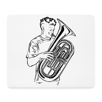 Dessin de joueur de tuba - Tapis de souris (format paysage) - blanc - Devant