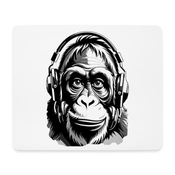 Musik Affe Gorilla mit Kopfhoerer als Geschenkidee - Mousepad (Querformat) - Weiß - Vorne