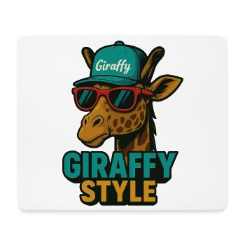 Giraffy Style Giraffe mit Cap - Mousepad (Querformat) - Weiß - Vorne