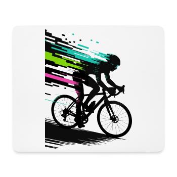 Glitch Pixel Cyclist – Digitale Speed Art - Mousepad (Querformat) - Weiß - Vorne