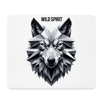 Geometrischer Wolf mit "Wild Spirit" Motiv - Mousepad (Querformat) - Weiß - Vorne