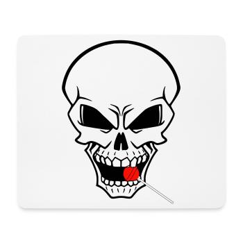 Rebellenschädel mit rotem Lutscher - Mousepad (Querformat) - Weiß - Vorne