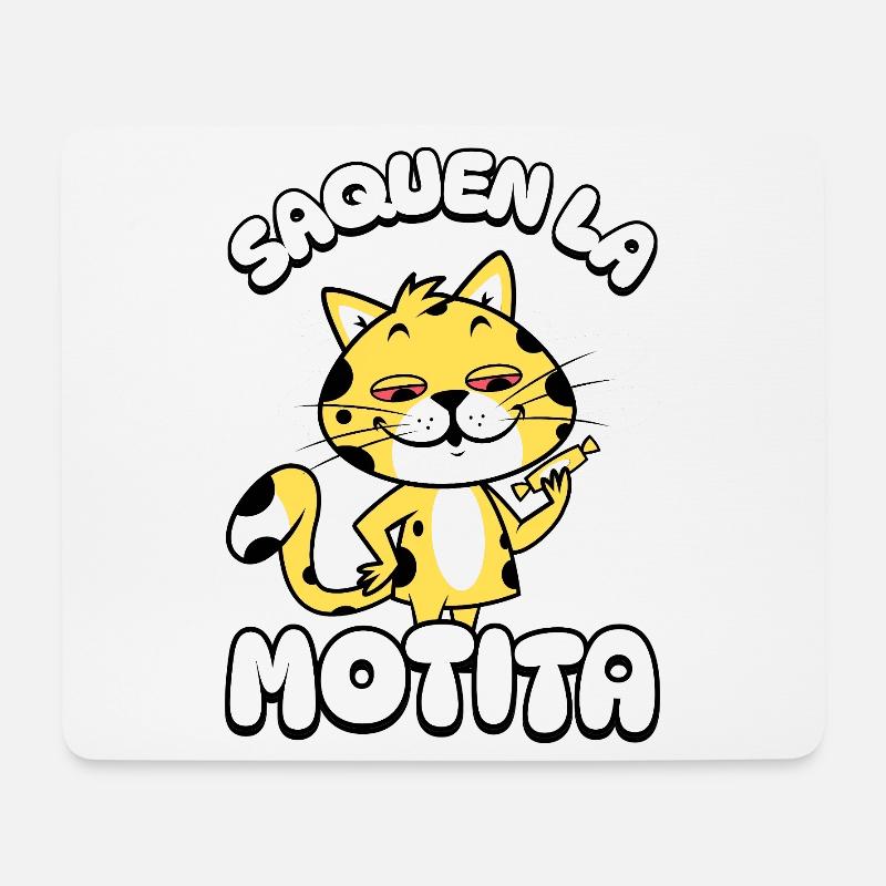 Katze mit Gitarre Motita - Mousepad (Querformat) - Weiß