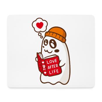 Spooky Cute Ghost Reading Love Book - Mouse Pad (horizontal) - white - Front