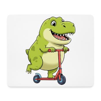 Cute Dino T-Rex Scooter Scooter Cartoon Kids - Mouse Pad (horizontal) - white - Front