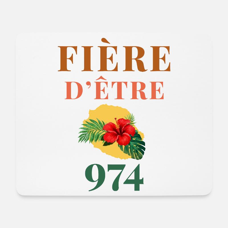 Fière d'être 974 Réunion - Tapis de souris (format paysage) - blanc