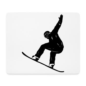 Silhouette minimaliste de snowboard Sports d’hiver - Tapis de souris (format paysage) - blanc - Devant