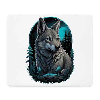 Mystischer Wolf bei Vollmond - Mousepad (Querformat) - Weiß - Vorne