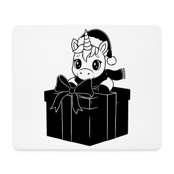 Weihnachts-Einhorn im Geschenk - Mousepad (Querformat) - Weiß - Vorne