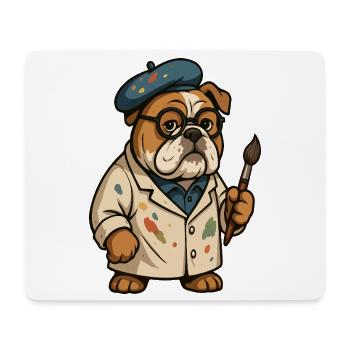 Bulldoggenkünstler mit Paintbrush Creative Cartoon - Mousepad (Querformat) - Weiß - Vorne