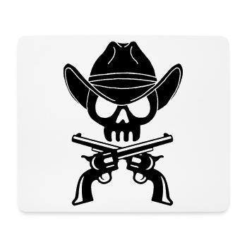 Cowboy Skull and Crossed Guns (Black) - Mouse Pad (horizontal) - white - Front