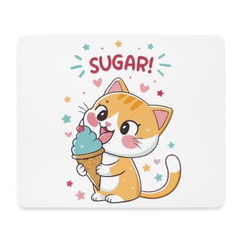 Chat gourmand cornet glace festif - Mouse Pad (horizontal) - white - Front