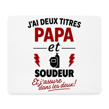 Papa Soudeur cadeau fête des pères Noël - Tapis de souris (format paysage) - blanc - Devant