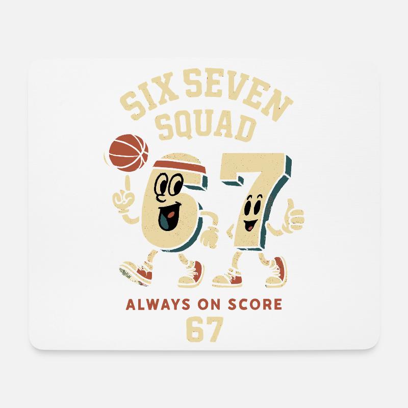 6 7 Sechs Sieben Meme Aura Points Kids Basketball - Mousepad (Querformat) - Weiß