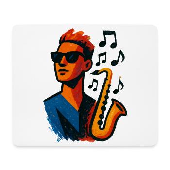 Saxophon – Jazz – Musik - Mousepad (Querformat) - Weiß - Vorne